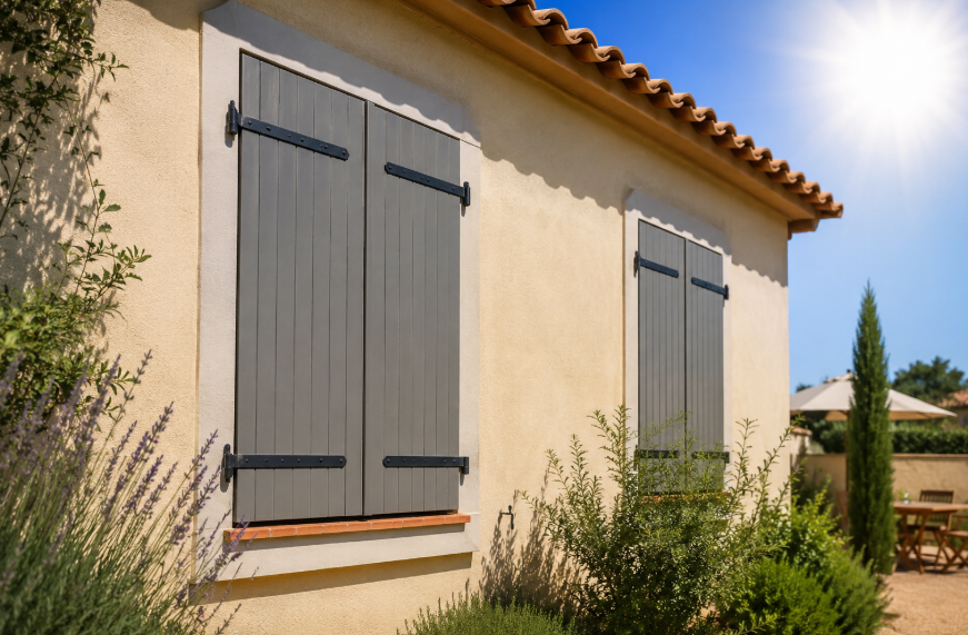 Appartement avec volets fermés en été - Canicule