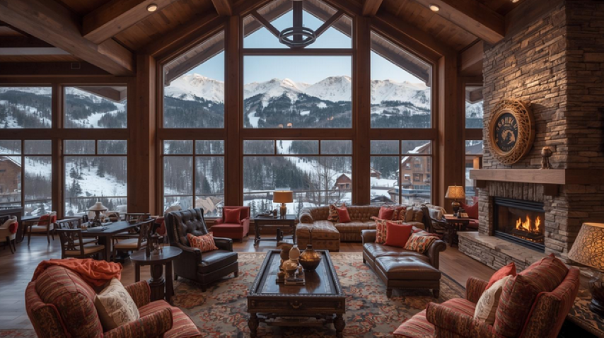 intérieur salon grand chalet